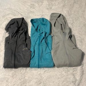 Bundle of 3 Eddie Bauer Lightweight Hoodies, Size XLP, Charcoal/Teal/Gray